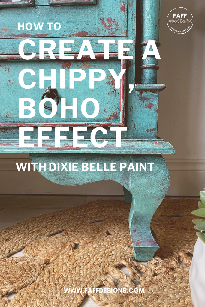 How to create a chippy turquoise bohemian cabinet makeover with Dixie Belle Paint