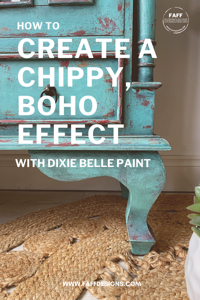 How to create a chippy turquoise bohemian cabinet makeover with Dixie ...