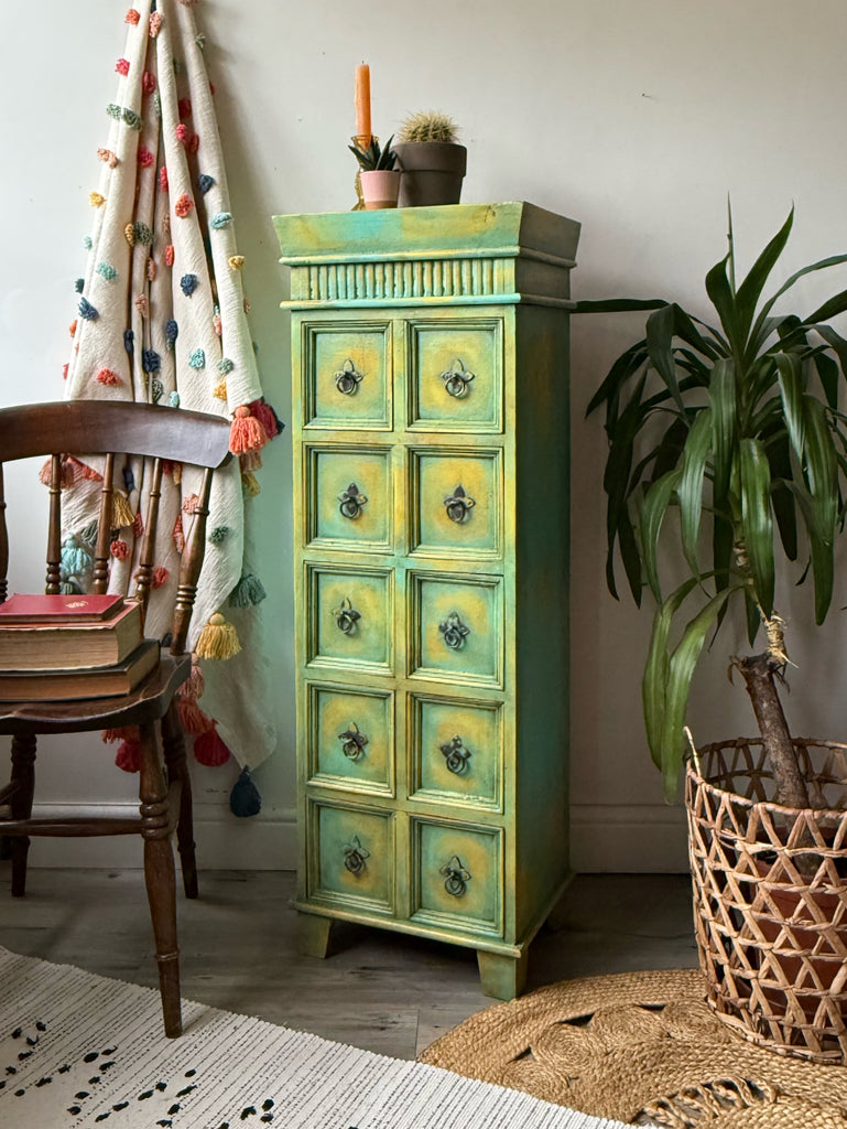 Indian 10 drawer vintage tallboy