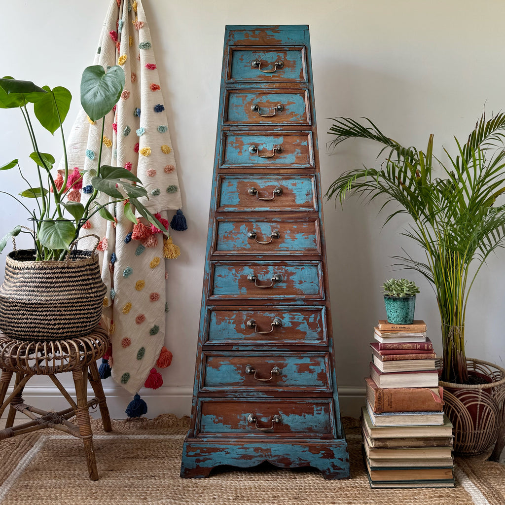 Heavily distressed graduated chest of drawers