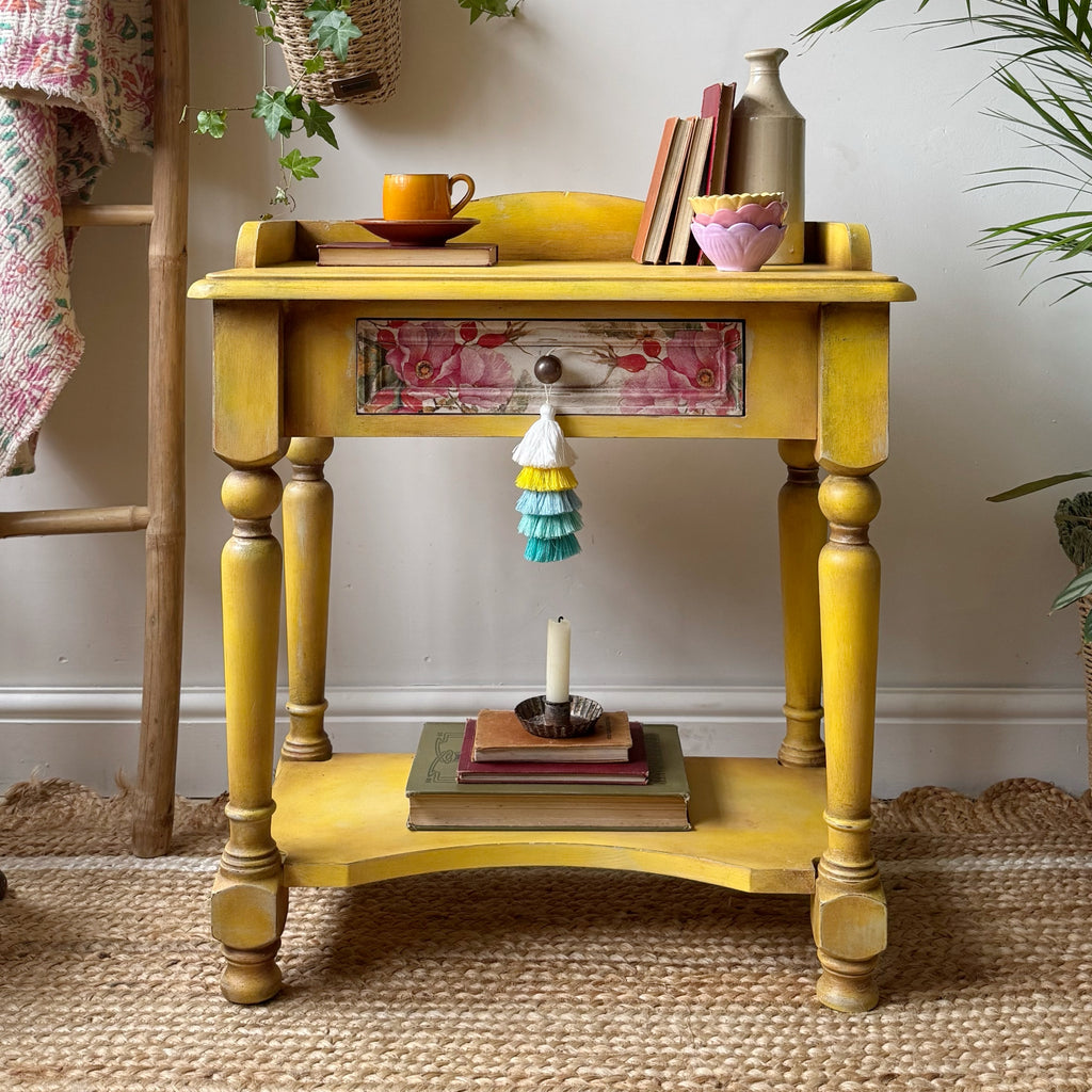 Yellow and floral side table