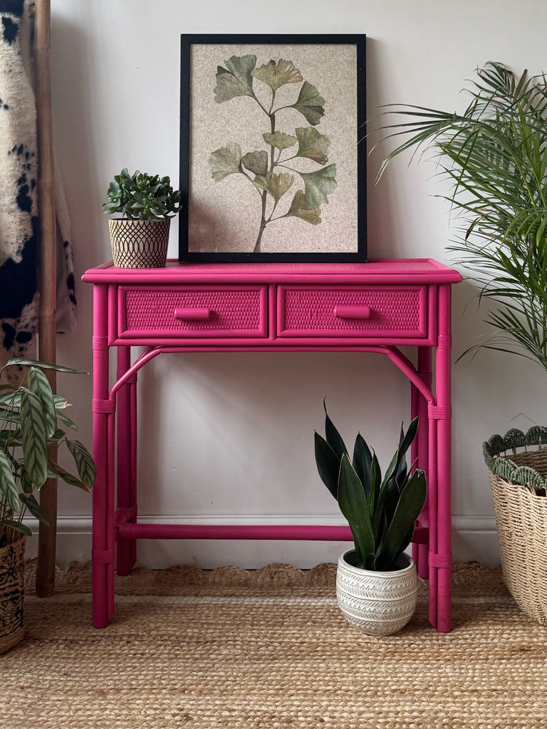 Bamboo and rattan console table