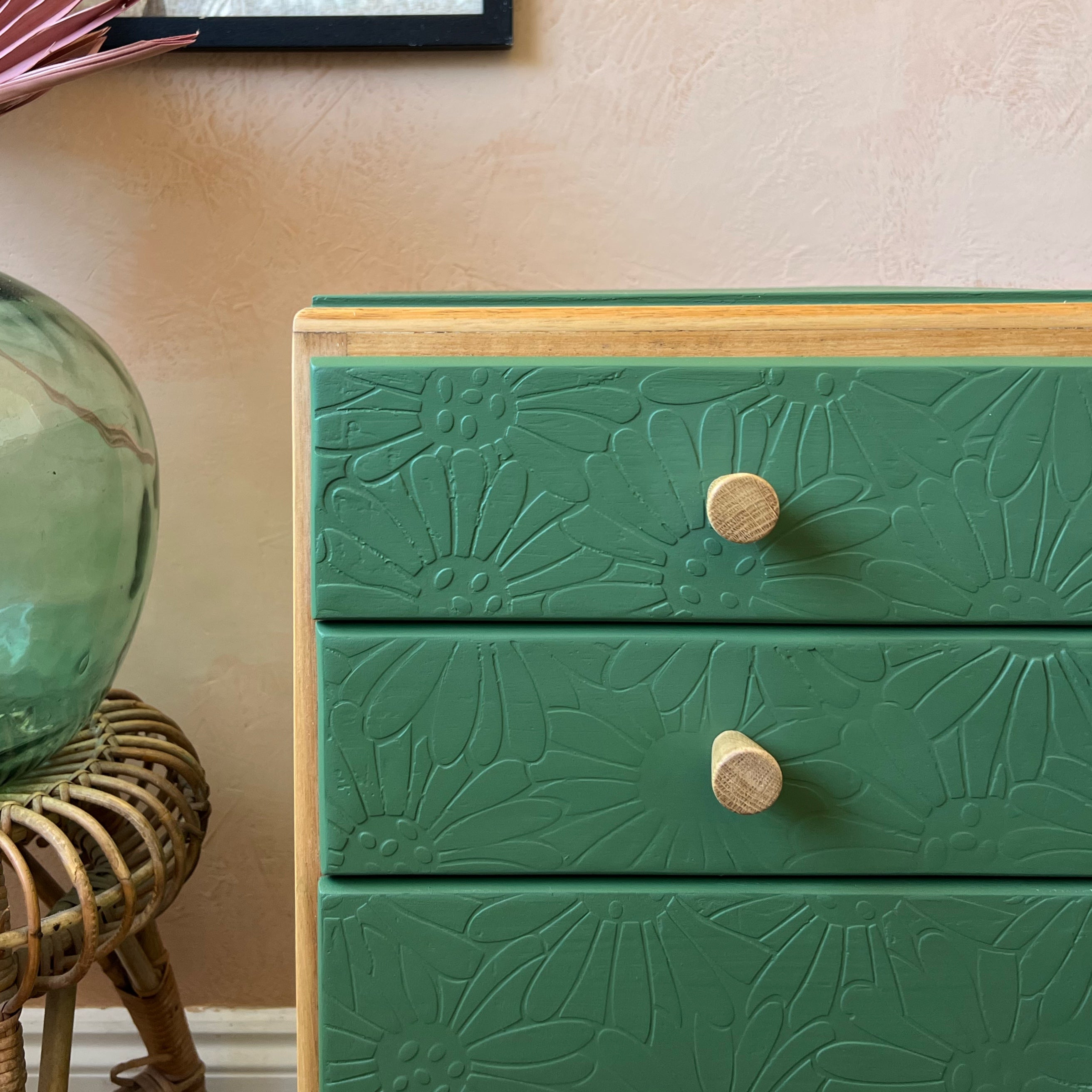 Retro side table painted green